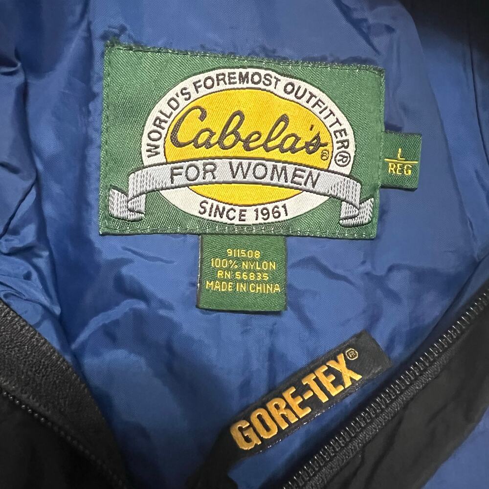 Cabela's Gore Tex Rain Jacket L Blue Waterproof Hooded Granola Gorpcore Shell - Picture 14 of 14